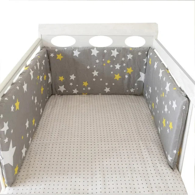 Nordic Stars Baby Bed Thicken Bumpers Zipper Design One-piece Crib Around Cushion Cot Protector Pillows 200*30 CM HuggingBub HDHWX 