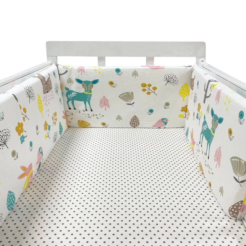 Nordic Stars Baby Bed Thicken Bumpers Zipper Design One-piece Crib Around Cushion Cot Protector Pillows 200*30 CM HuggingBub XL 