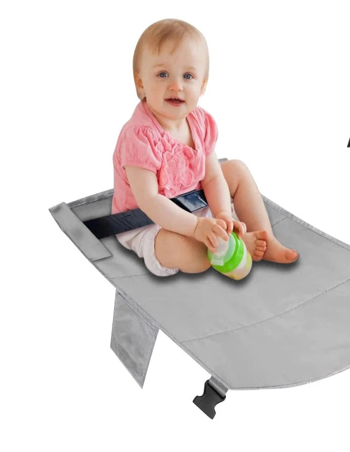 Kids Airplane Seat Extender - Portable Airplane Travel Bed Kids Airplane Seat Extender - Portable Travel Seat Cushion HuggingBub Grey 