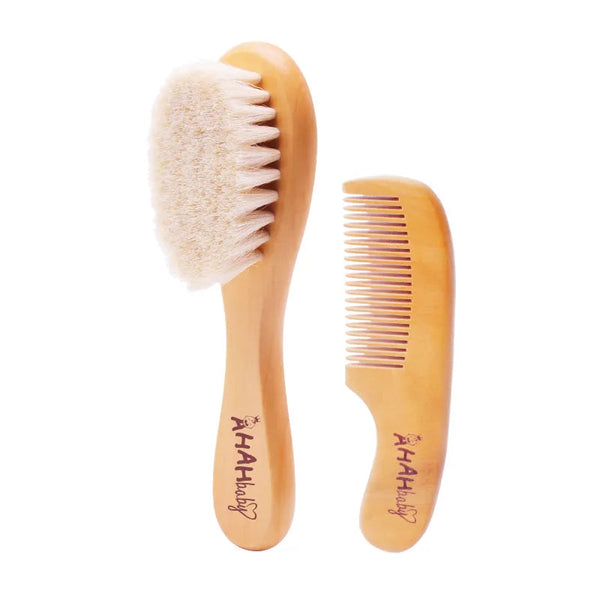 HaHBaby PureSoft Wool Brush Kit HaHBaby PureSoft Wool Brush Kit HuggingBub 2pcs baby Hair Brush 