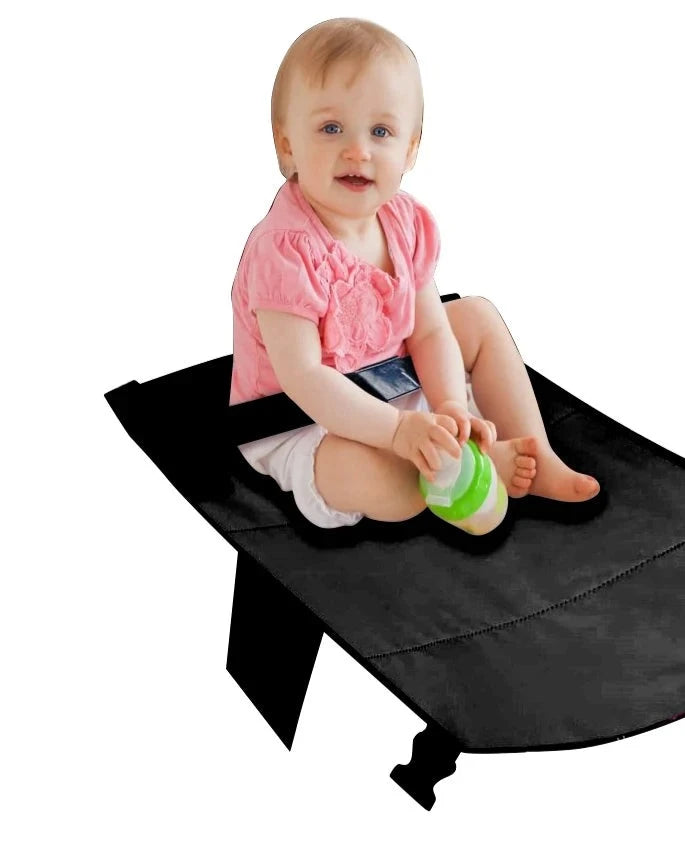 Kids Airplane Seat Extender - Portable Airplane Travel Bed Kids Airplane Seat Extender - Portable Travel Seat Cushion HuggingBub Black 